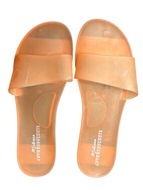 Anthropologie Matisse Jelly Slide Sandals Orange Clear Size 10 Minimal Summer